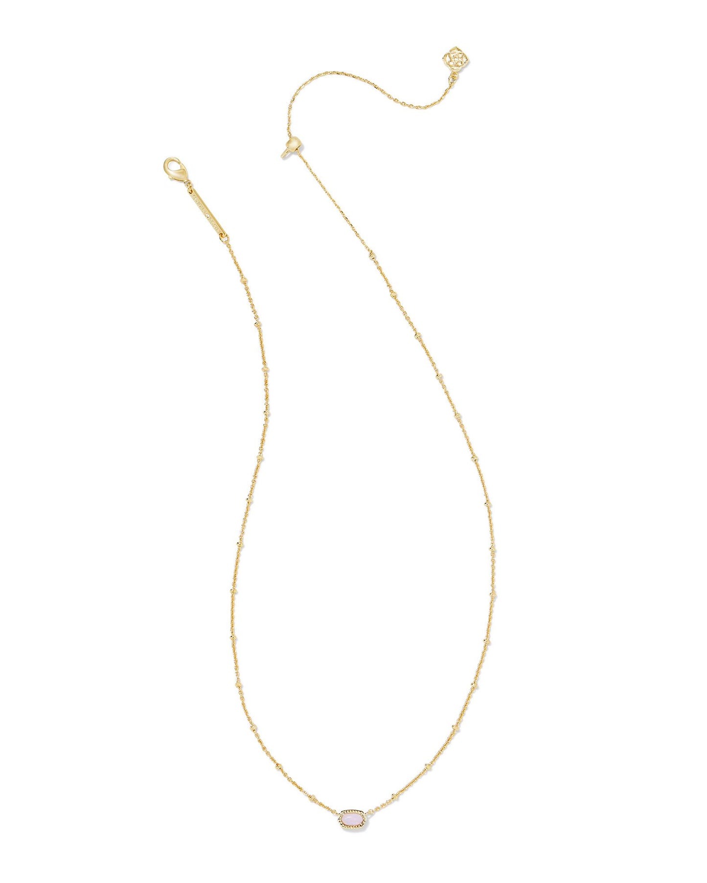 Mini Elisa Gold Satellite Short Pendant Necklace in Pink Opal Crystal