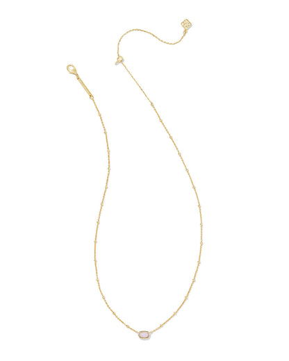Mini Elisa Gold Satellite Short Pendant Necklace in Pink Opal Crystal