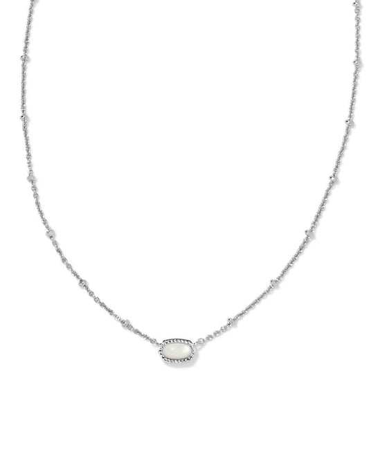 Mini Elisa Silver Satellite Short Pendant Necklace in Ivory Mother-of-Pearl