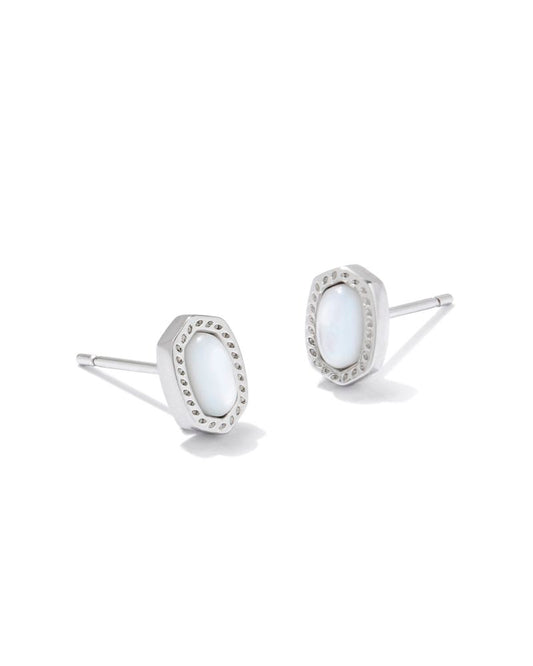 Mini Ellie Silver Stud Earrings in Ivory Mother-of-Pearl