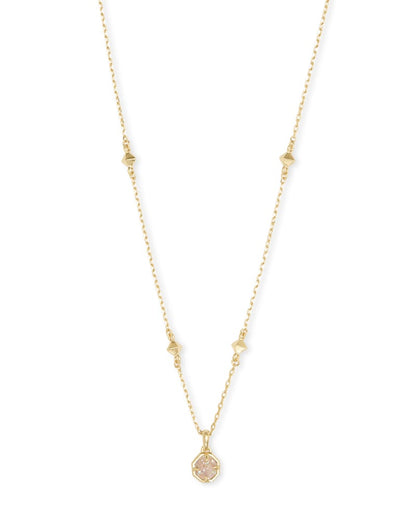 Nola Gold Short Pendant Necklace In Iridescent Drusy