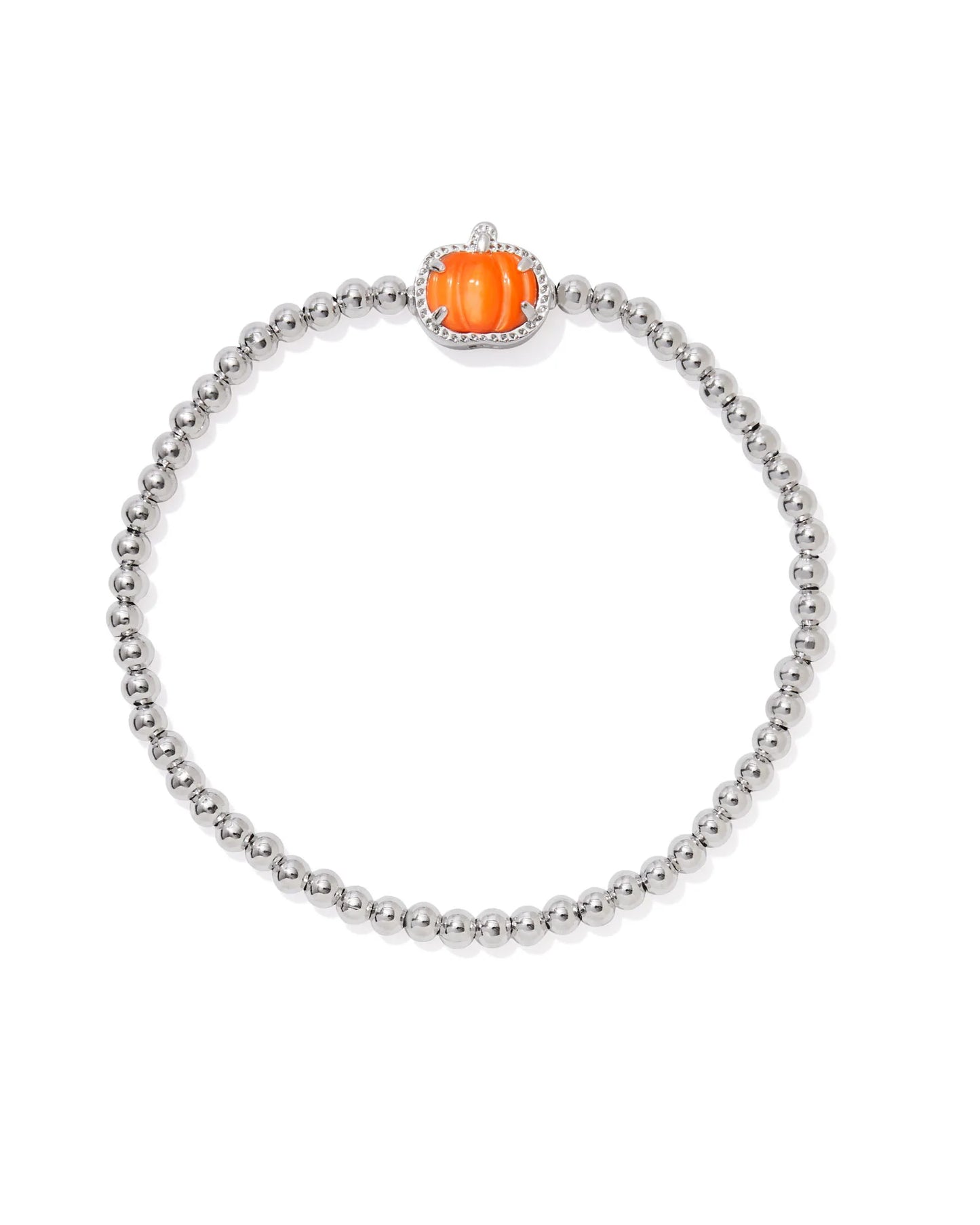 Pumpkin Silver Stretch Bracelet in Orange Mother-of-Pearl