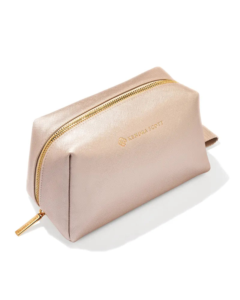 Large Cosmetic Zip Case in Champagne