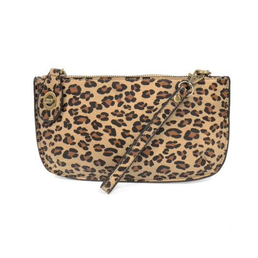 Mini Crossbody Natural Leopard Wristlet Clutch