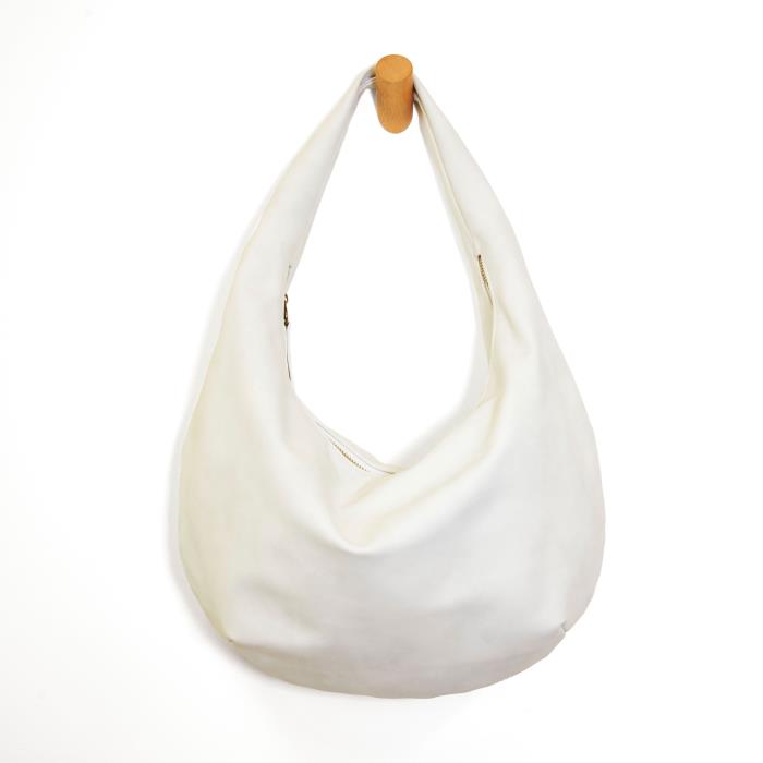 Bianca White Crescent Shoulder Bag