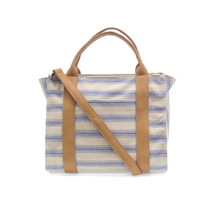 Pencil Stripe Blue Mini Canvas Tote