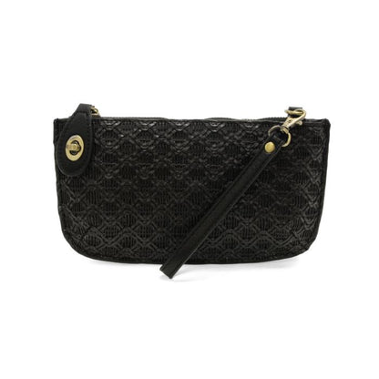 Lattice Black Crossbody Wristlet Clutch