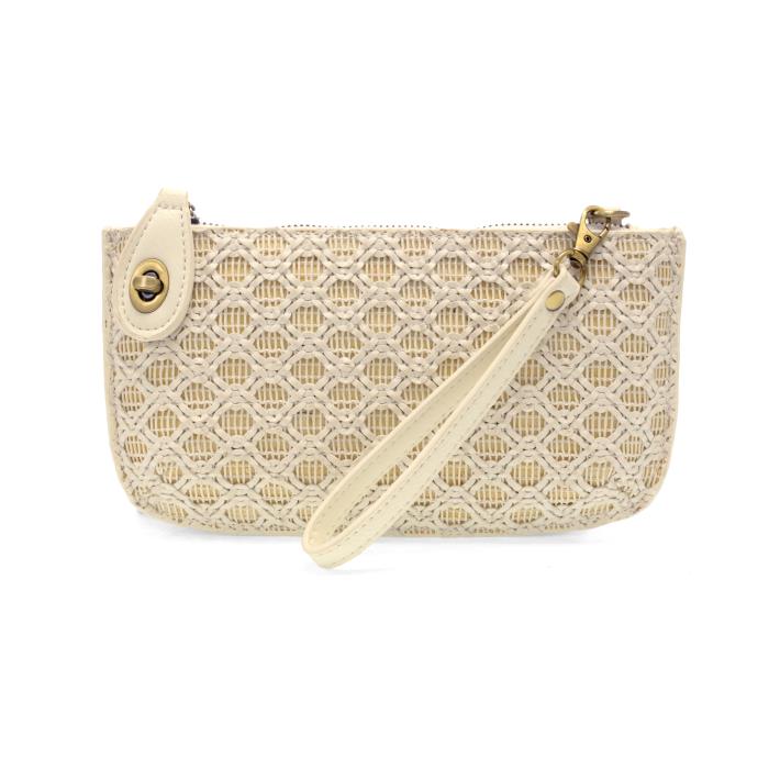 Lattice White Crossbody Wristlet Clutch