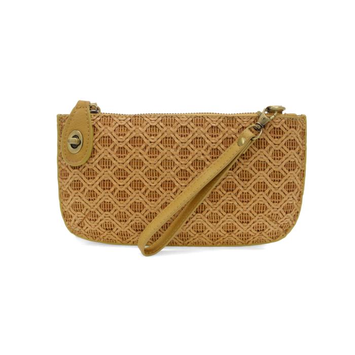 Lattice Camel Crossbody Wristlet Clutch