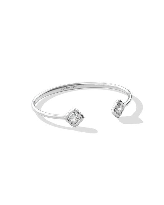 Mallory Silver Cuff Bracelet in White Crystal