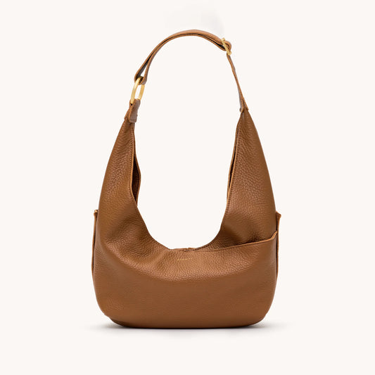 Tom Zip Med Mahogany Pebble/Brushed Gold Red Zip Handbag