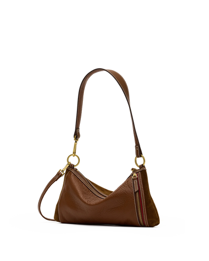 Kyle Small Cinnamon Suede/Antique Gold Handbag