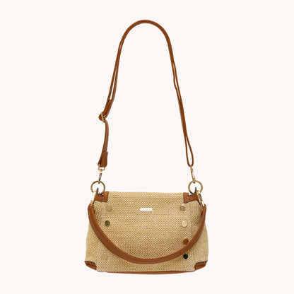 Bryant Med Cocoa Raffia/Gold Handbag