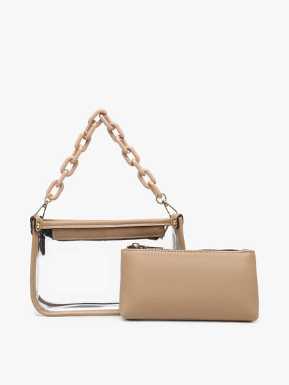 Jessica Clear Taupe Crossbody