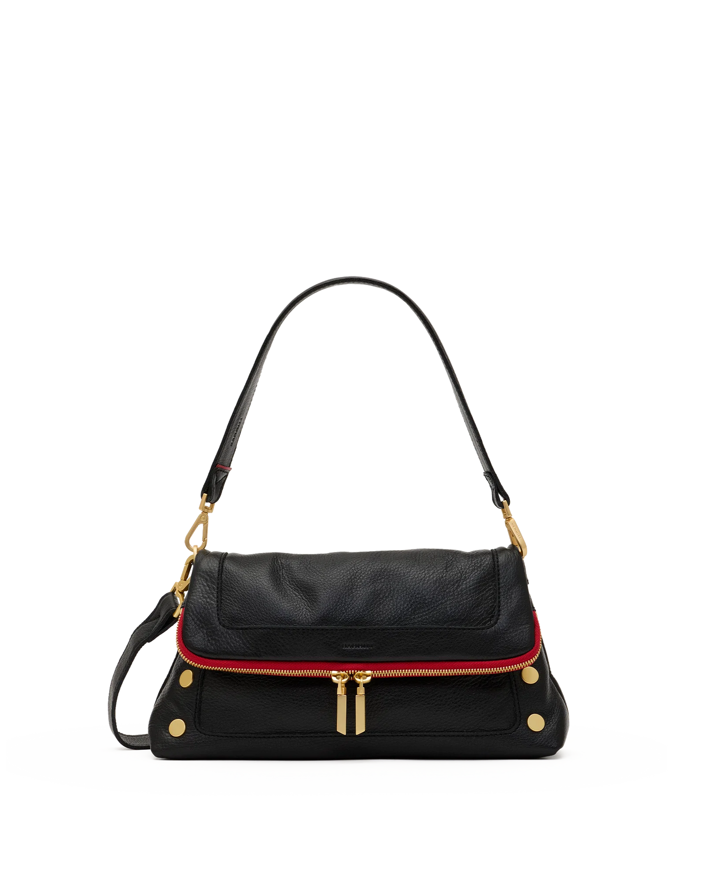 Beverly Med Black/Brushed Gold Red Zip Handbag