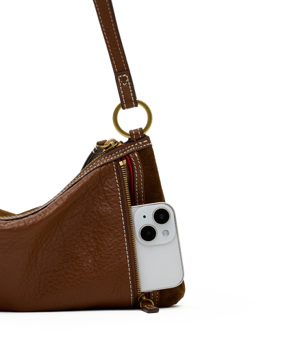 Kyle Small Cinnamon Suede/Antique Gold Handbag