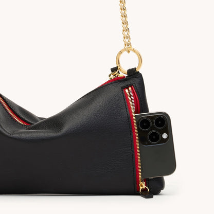 Kyle Revival Small Black Red-Zip Handbag