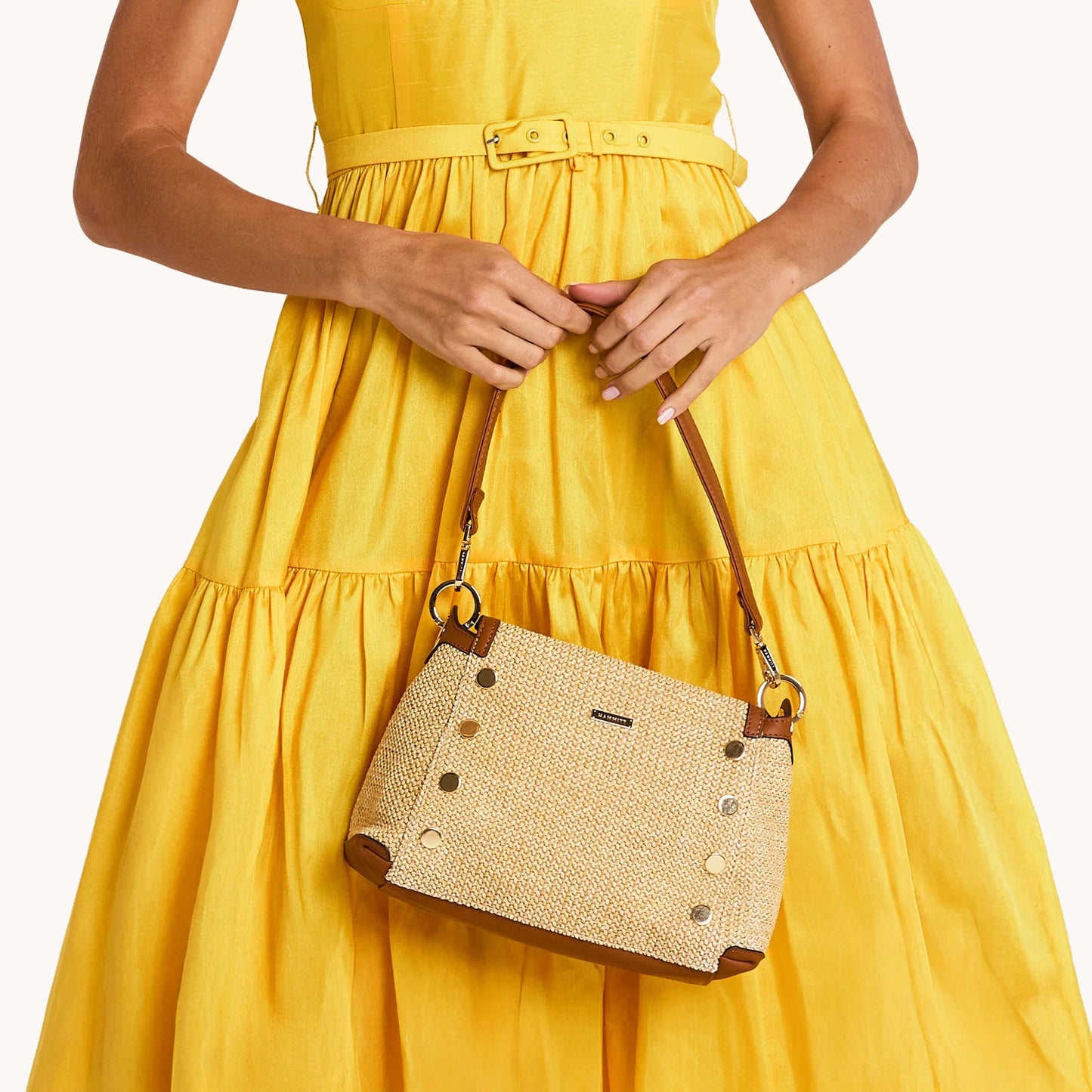 Bryant Med Cocoa Raffia/Gold Handbag