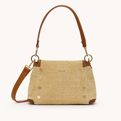 Bryant Med Cocoa Raffia/Gold Handbag