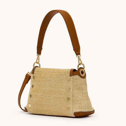 Bryant Med Cocoa Raffia/Gold Handbag