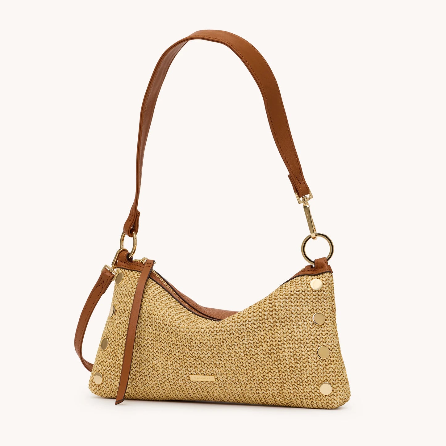 Kyle Med Cocoa Raffia/Gold Handbag