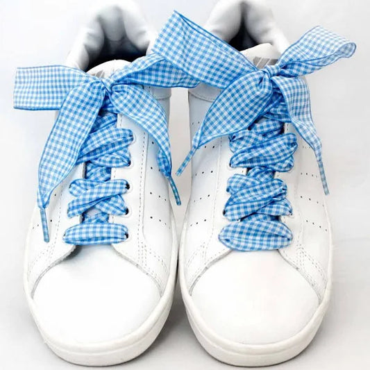 Blue Gingham Shoelaces