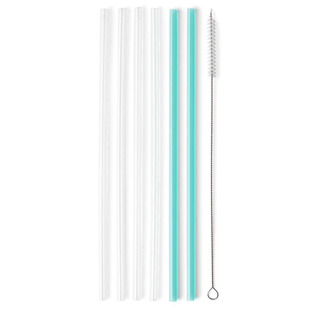 Clear and Aqua Reusable Straw Set (Tall)