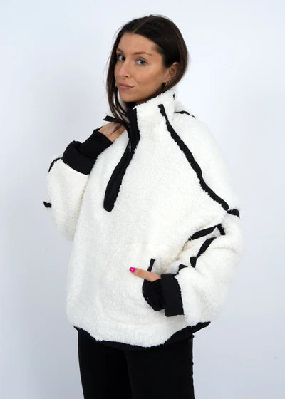 Jill Off White Sherpa Half-Zip Fleece Pullover