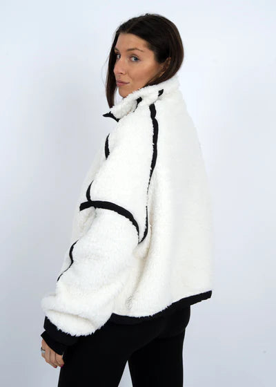 Jill Off White Sherpa Half-Zip Fleece Pullover