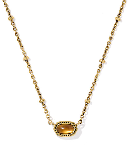 Mini Elisa Vintage Gold Satellite Short Pendant Necklace in Marbled Amber Illusion