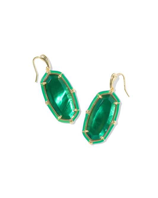 Elle Gold Enamel Drop Earring in Emerald Illusion