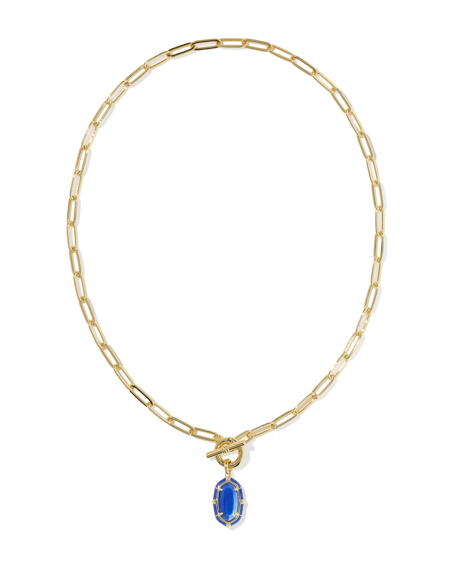 Elisa Gold Enamel Link Chain Necklace in Cobalt Illusion
