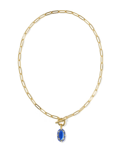 Elisa Gold Enamel Link Chain Necklace in Cobalt Illusion