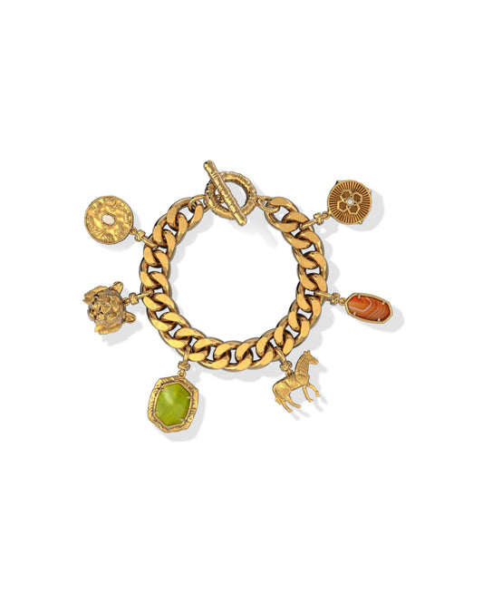 Raina Vintage Gold Charm Bracelet in Multi Mix
