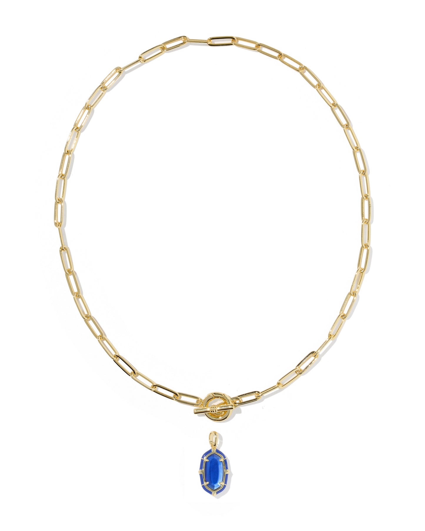 Elisa Gold Enamel Link Chain Necklace in Cobalt Illusion