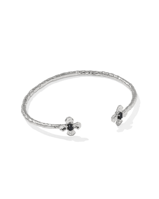 Leanne Silver Cuff Bracelet in Black Granite