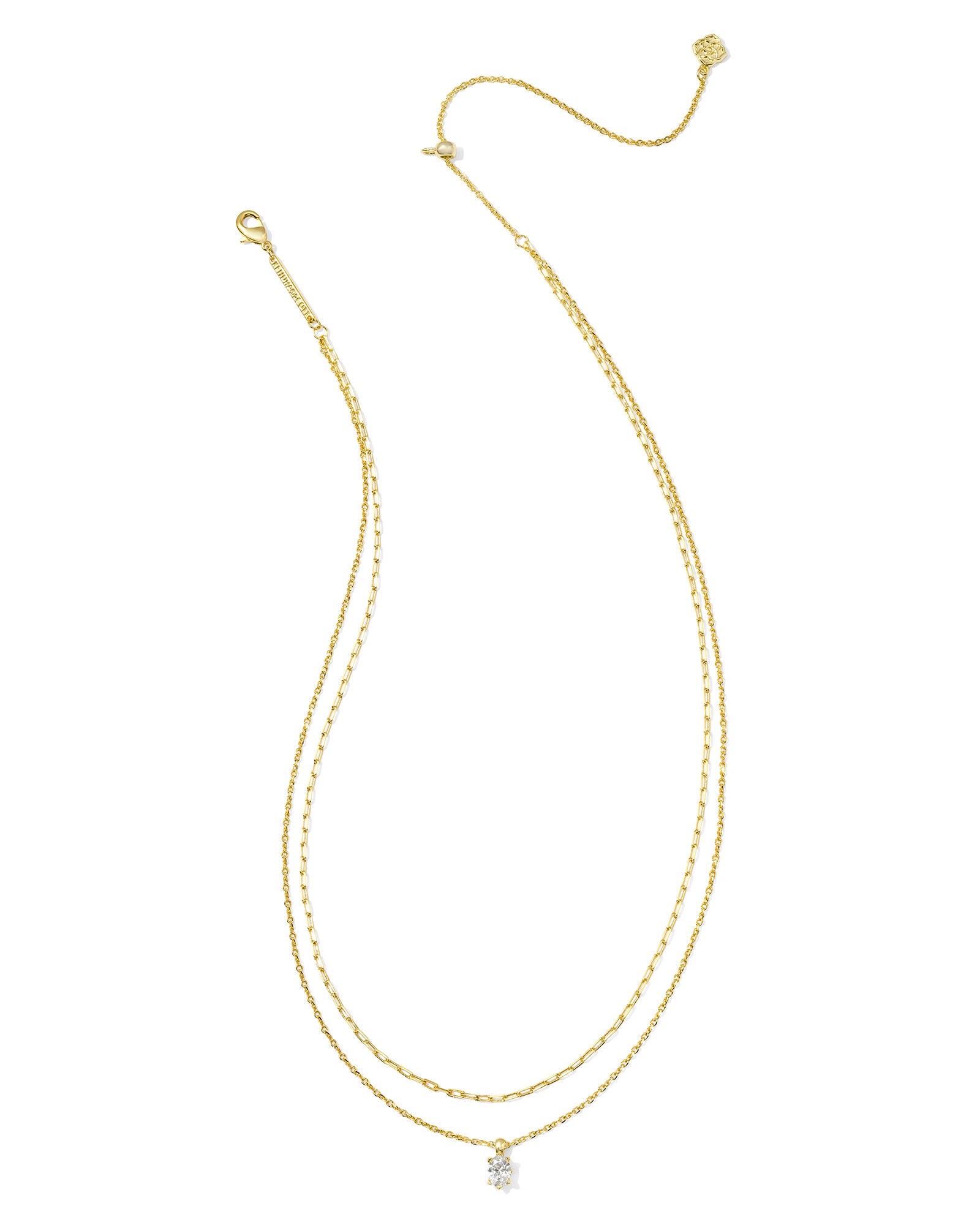 Cailin Multi Strand Gold Necklace in White Crystal – Ribbon Chix