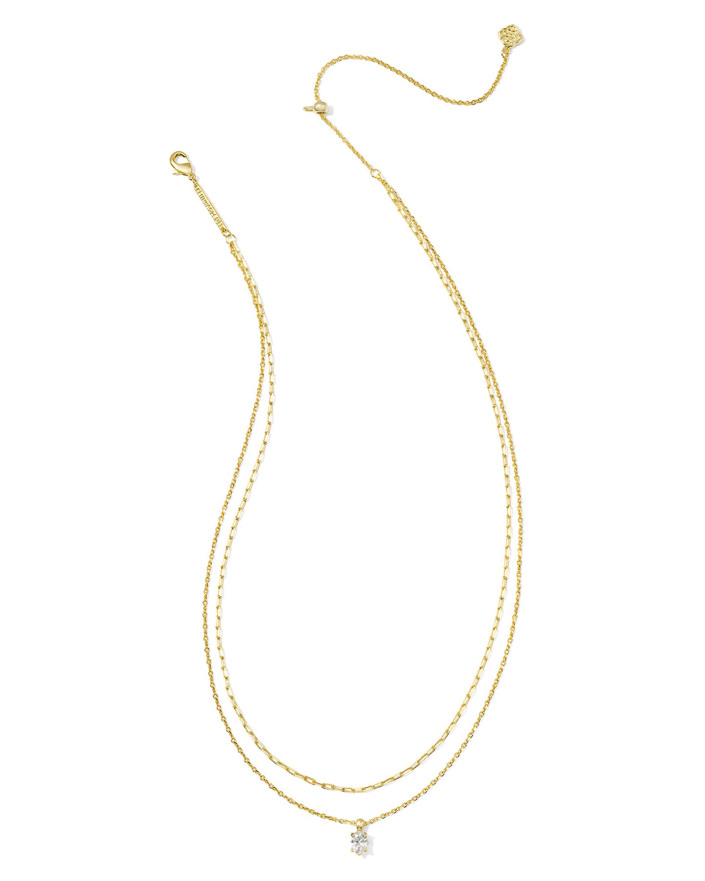 Cailin Multi Strand Gold Necklace in White Crystal