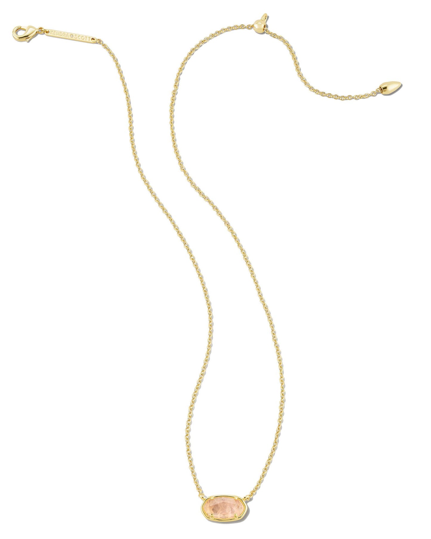 Grayson Short Pendant Necklace in Gold Rose Quartz