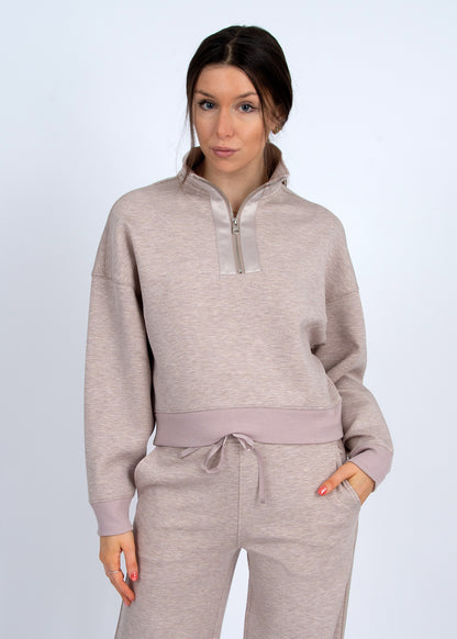 Mailyn Half Zip Taupe Mel Top