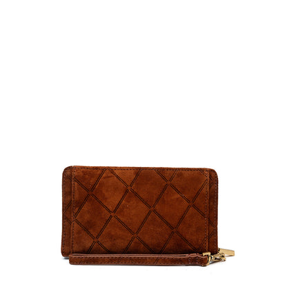 Bryant Small Chocolate Diamond Suede/Antique Gold Wallet