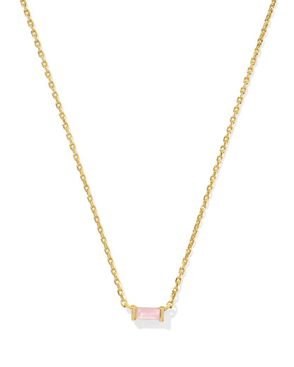 Juliette Gold Pendant Necklace in Rose Quartz
