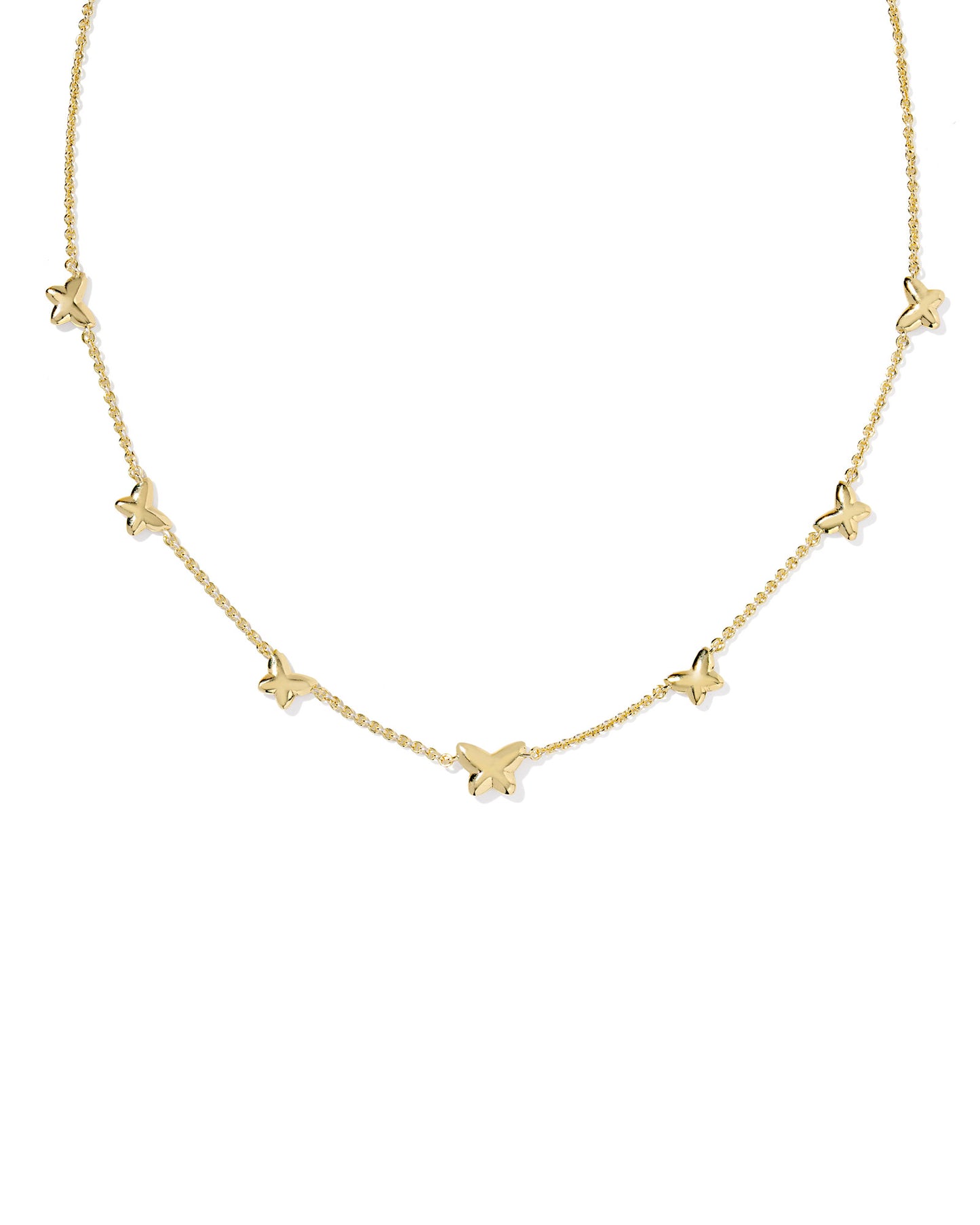Lillia Butterfly Enamel Strand Necklace Gold Pink Enamel
