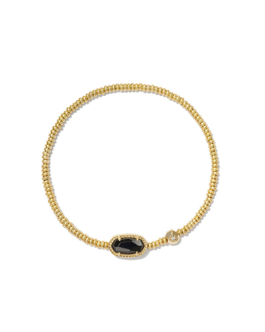 Grayson Gold Stretch Bracelet in Black Agate