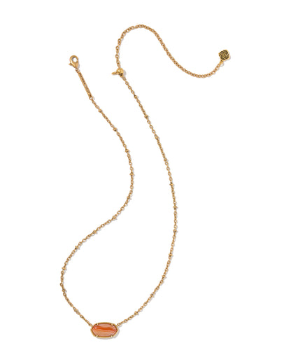 Tiger Gold Striped Elisa Short Pendant Necklace in Orange Banded Agate