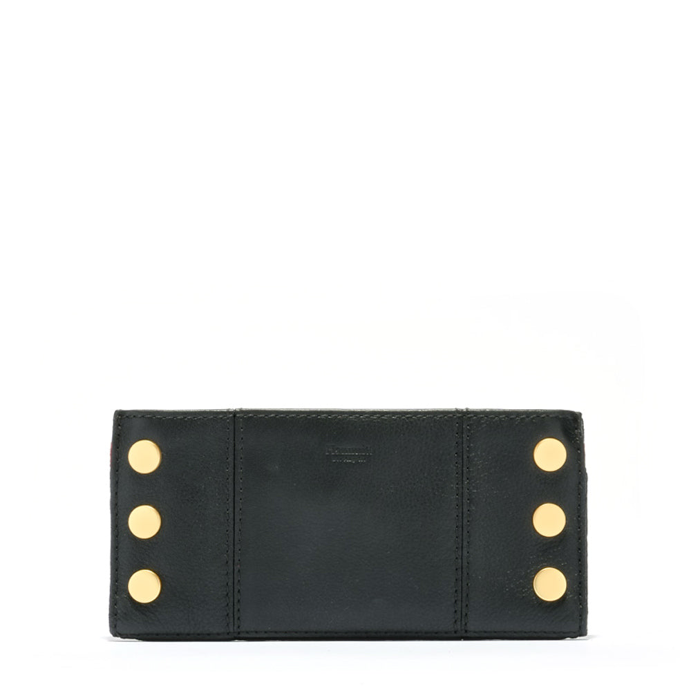 110 North Black/Brushed Gold Red Zip Leather Wallet