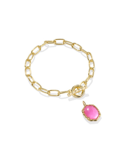 Daphne Gold Link and Chain Bracelet in Azalea Illusion