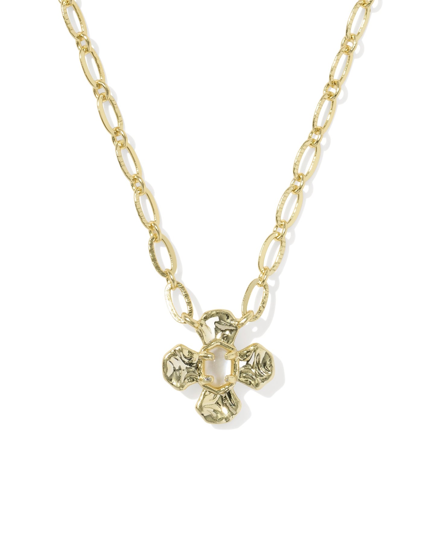 Leanne Gold Short Pendent Necklace in Natural Mother-of-Pearl
