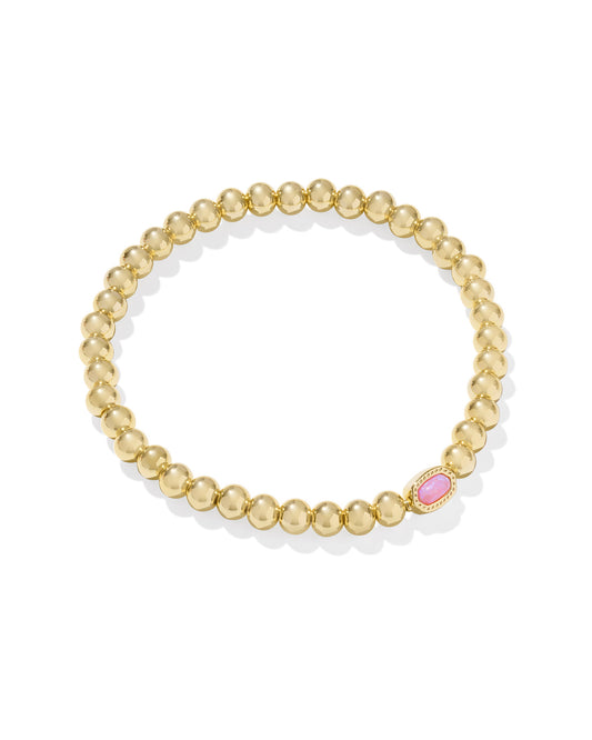 Mini Elaina Gold Stretch Bracelet in Carnation Opal