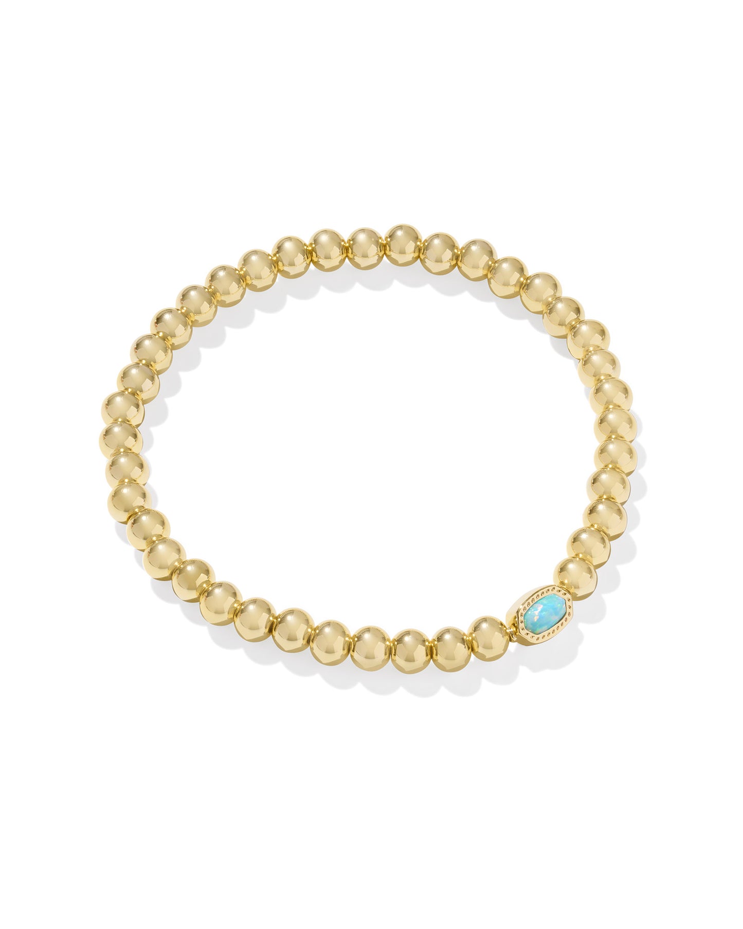 Mini Elaina Gold Stretch Bracelet in Light Teal Kyocera Opal